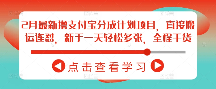 2月最新撸支付宝分成计划项目，直接搬运连怼，新手一天轻松多张，全程干货-创领云聚