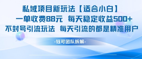私域项目新玩法【适合小白】 一单收费88.每天稳定收益几张-创领云聚