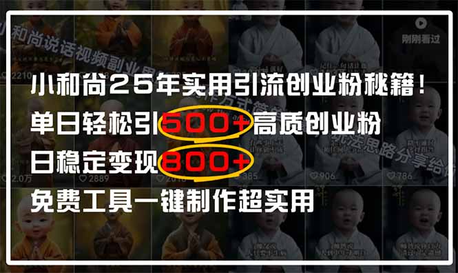 小和尚2025年实用引流秘籍！单日轻松引500+高质量创业粉，日变现800+，…-创领云聚