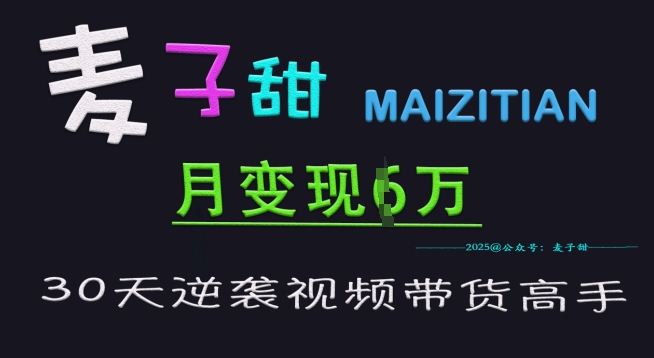 麦子甜30天逆袭视频带货高手，单月变现6W加特训营-创领云聚
