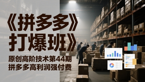 《拼多多打爆班》原创高阶技术第44期，拼多多高利润强付费-创领云聚