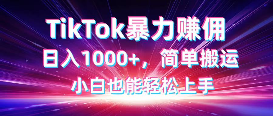 TikTok搬运暴力赚佣，日入1000+，简单搬运，小白也能轻松上手-创领云聚