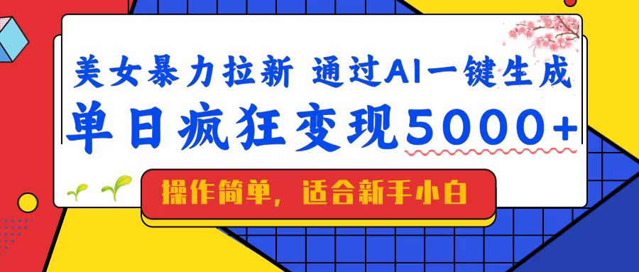 美女暴力拉新，通过AI一键生成，单日疯狂变现5000+，纯小白一学就会！-创领云聚