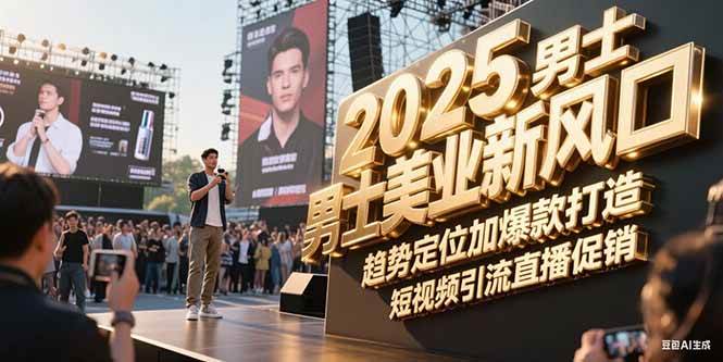 2025男士美业新风口，趋势定位加爆款打造，短视频引流直播促销-创领云聚