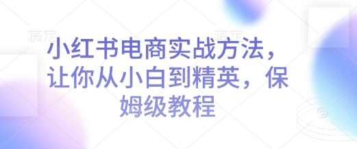 小红书电商实战方法，让你从小白到精英，保姆级教程-创领云聚