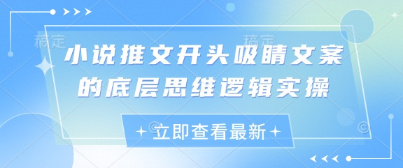 小说推文开头吸睛文案的底层思维逻辑实操-创领云聚