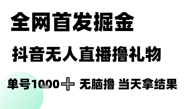 全网首发掘金抖音无人直播撸礼物，单号1k +无脑撸，当天拿结果【揭秘】-创领云聚