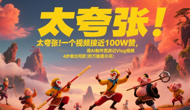 太夸张！一个视频接近100W赞，用AI制作西游记Vlog视频，全流程拆解来了(附万能提示词)-创领云聚