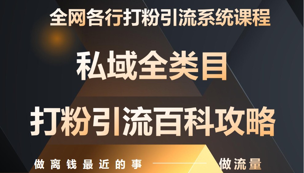 月入9万：全网唯一私域打粉引流神课，零基础手把手带你引流变现-创领云聚