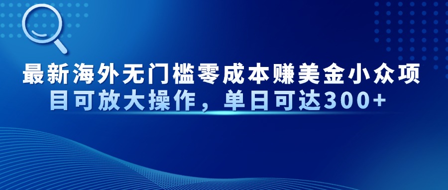 最新海外无门槛零成本赚美金小众项目可放大操作，单日可达300+-创领云聚