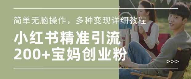 小红书混剪日引200+宝妈创业粉，简单无脑操作，多种变现详细教程-创领云聚