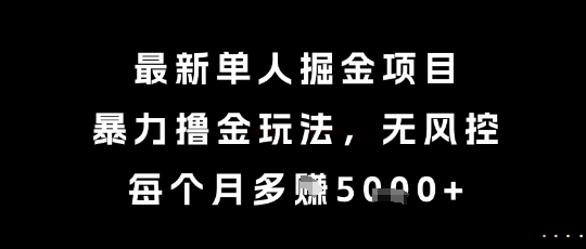 最新单人掘金项目，暴力撸金玩法，无风控，每个月多挣5k+【揭秘】-创领云聚
