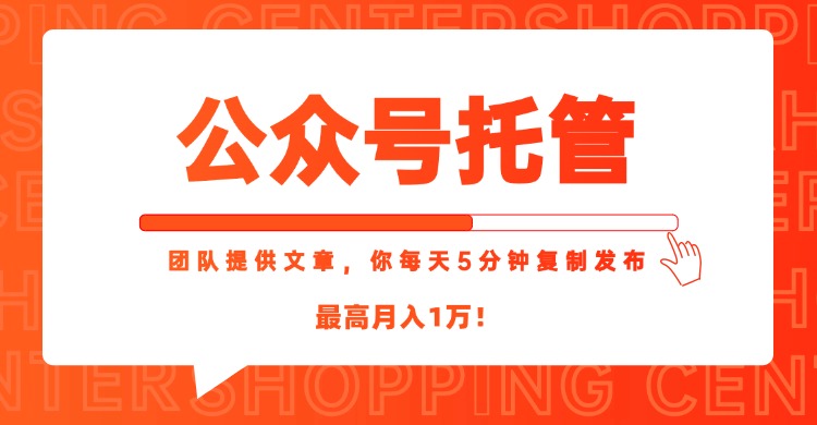 【公众号托管 】我提供文章，你每天５分钟复制发布，最高月入1W-创领云聚