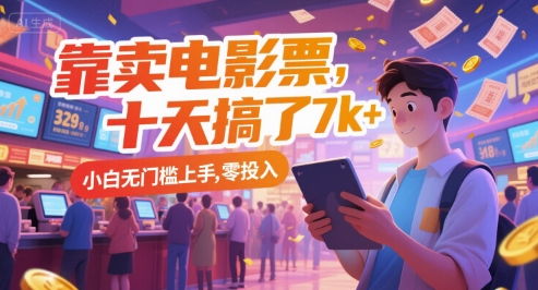靠卖电影票，十天搞了7k+，小白无门槛上手，零投入【揭秘】-创领云聚
