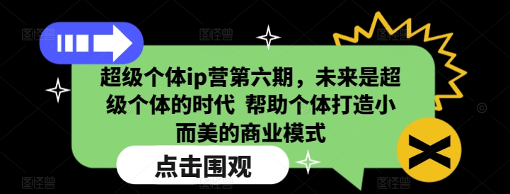 超级个体ip营第六期，未来是超级个体的时代  帮助个体打造小而美的商业模式-创领云聚