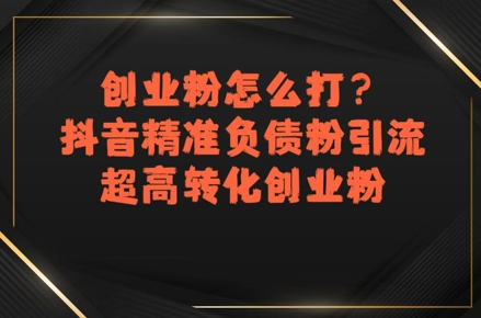 创业粉怎么打？抖音精准负债粉引流，超高转化创业粉-创领云聚
