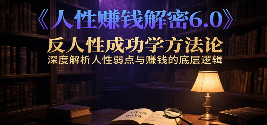 人性赚钱解密6.0，反人性成功学方法论，深度解析人性弱点与赚钱的底层逻辑-创领云聚