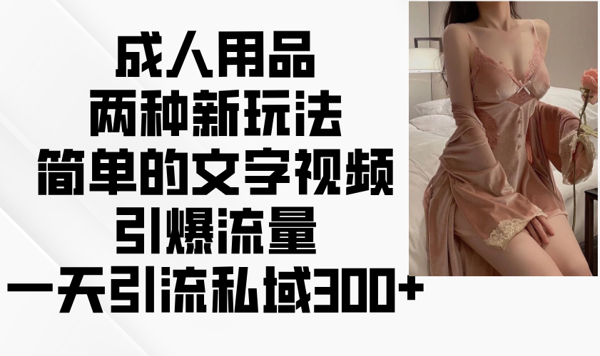 成人用品两种新玩法，简单的文字视频引爆流量，一天引流私域300+-创领云聚