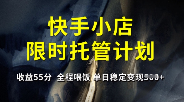快手小店限时托管计划，收益55分，全程喂饭，单日稳定变现5张【揭秘】-创领云聚