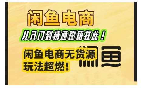 闲鱼电商实战课，从入门到精通秘籍在此，闲鱼电商无货源玩法超燃!-创领云聚