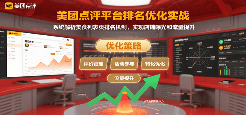 美团点评平台排名优化实战，系统解析美食列表页排名机制，实现店铺曝光和流量提升-创领云聚