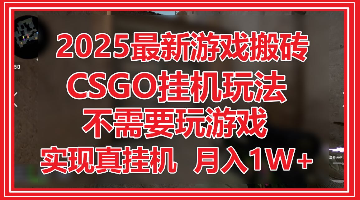 2025最新游戏搬砖，CSGO挂机，不需要玩游戏，实现真挂机，月入1W+-创领云聚