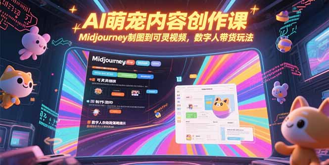 AI萌宠内容创作课，Midjourney制图到可灵视频，数字人带货玩法-创领云聚