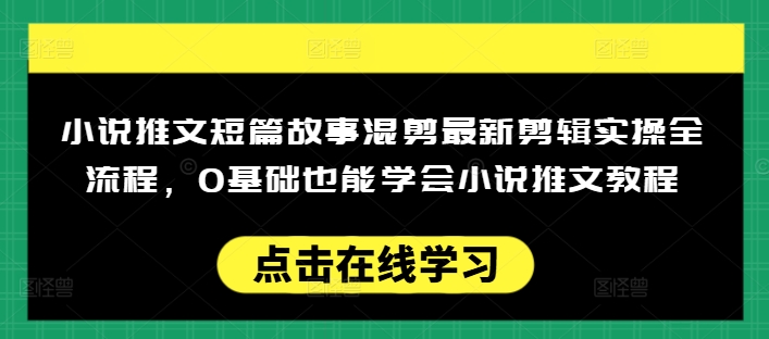 小说推文短篇故事混剪最新剪辑实操全流程，0基础也能学会小说推文教程，肯干多发日入多张-创领云聚
