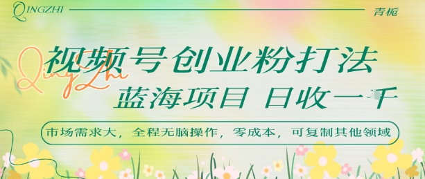 视频号创业粉打法，日入1k，蓝海项目，市场需求大，全程无脑操作，可复制-创领云聚