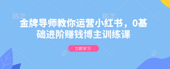 金牌导师教你运营小红书，0基础进阶赚钱博主训练课-创领云聚