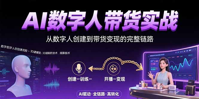 AI数字人+带货实战：从数字人创建到带货变现的完整链路-创领云聚