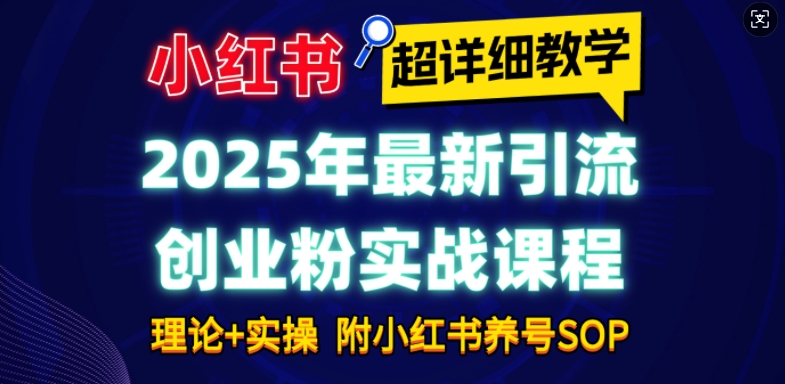 2025年最新小红书引流创业粉实战课程【超详细教学】小白轻松上手，月入1W+，附小红书养号SOP-创领云聚