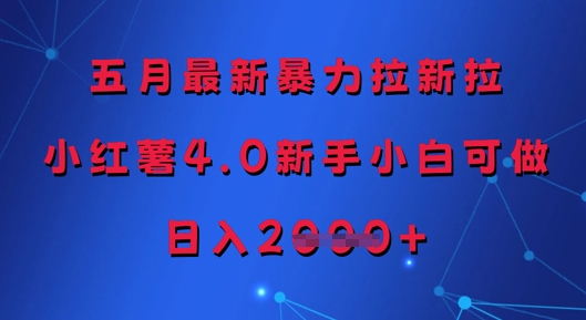五月最新暴力拉新拉，小红薯4.0新手小白可做，日入多张-创领云聚