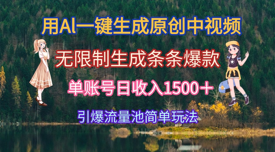 用Al一键生成原创中视频，无限制生成条条爆款，单账号日收入1500＋引爆…-创领云聚
