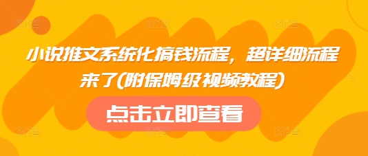 小说推文系统化搞钱流程，超详细流程来了(附保姆级视频教程)-创领云聚