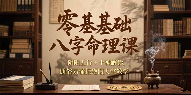 零基础八字命理课，阴阳五行+十神解读，通俗易懂拒绝假大空教学-创领云聚