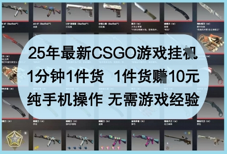 25年最新CSGO游戏挂G，1分钟1件货，1件货挣10元，纯手机操作，无需游戏经验【揭秘】-创领云聚