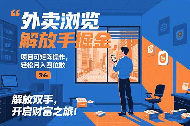 外卖浏览掘金项目 可矩阵操作 轻松日入500+-创领云聚