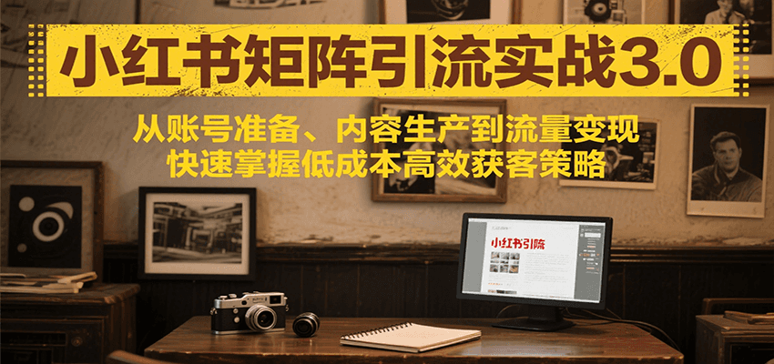 小红书矩阵引流3.0，从账号准备、内容生产到流量变现，快速掌握低成本高效获客策略-创领云聚