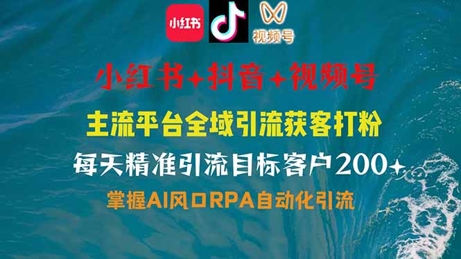小红书、抖音、视频号全域多平台引流获客，日引目标客户200+，RPA自动…-创领云聚