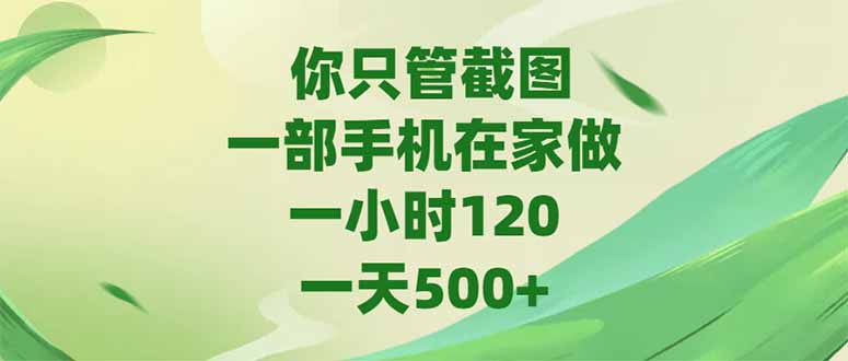 你只管截图，一部手机在家做，一小时120，-天500+-创领云聚