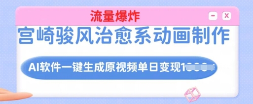 宫崎骏风治愈系动画制作，AI软件一键生成原创视频流量爆炸，单日变现多张，详细实操流程-创领云聚