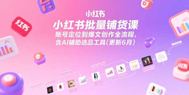 小红书批量铺货课，账号定位到爆文创作全流程，含AI辅助选品工具(更新6月-创领云聚