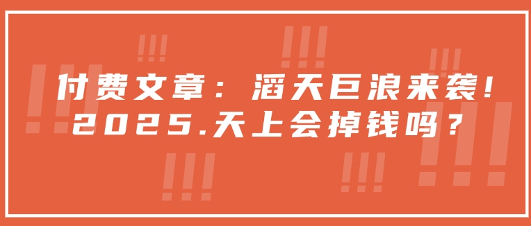 付费文章：滔天巨浪来袭！2025天上会掉钱吗？-创领云聚