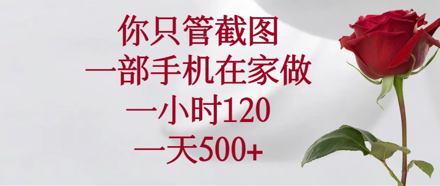 你只管截图，一部手机在家做，一小时120，一天500+-创领云聚