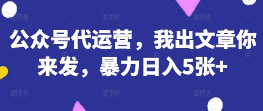 公众号代运营，我出文章你来发，暴力日入5张+【揭秘】-创领云聚