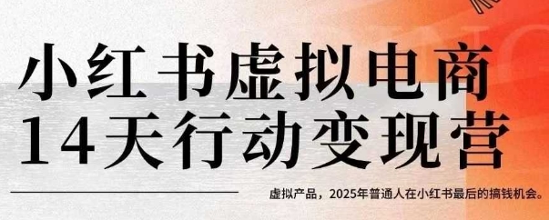 小红书虚拟电商14天变现训练营，虚拟产品，2025年普通人在小红书最后的搞钱机会-创领云聚