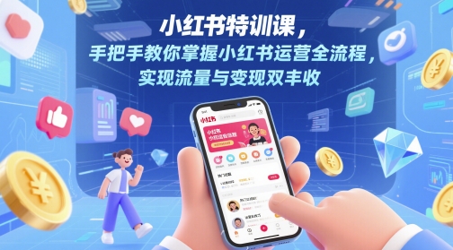 小红书特训课，手把手教你掌握小红书运营全流程，实现流量与变现双丰收-创领云聚
