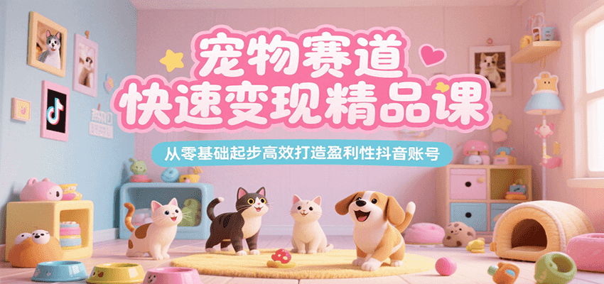 宠物赛道快速变现精品课，从零基础起步高效打造盈利性抖音账号-创领云聚