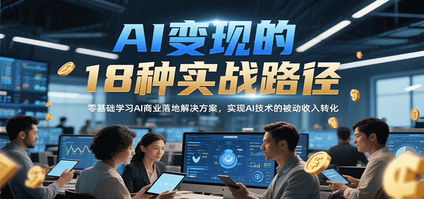 AI变现的18种实战路径，零基础学习AI商业落地解决方案，实现AI技术的被动收入转化-创领云聚
